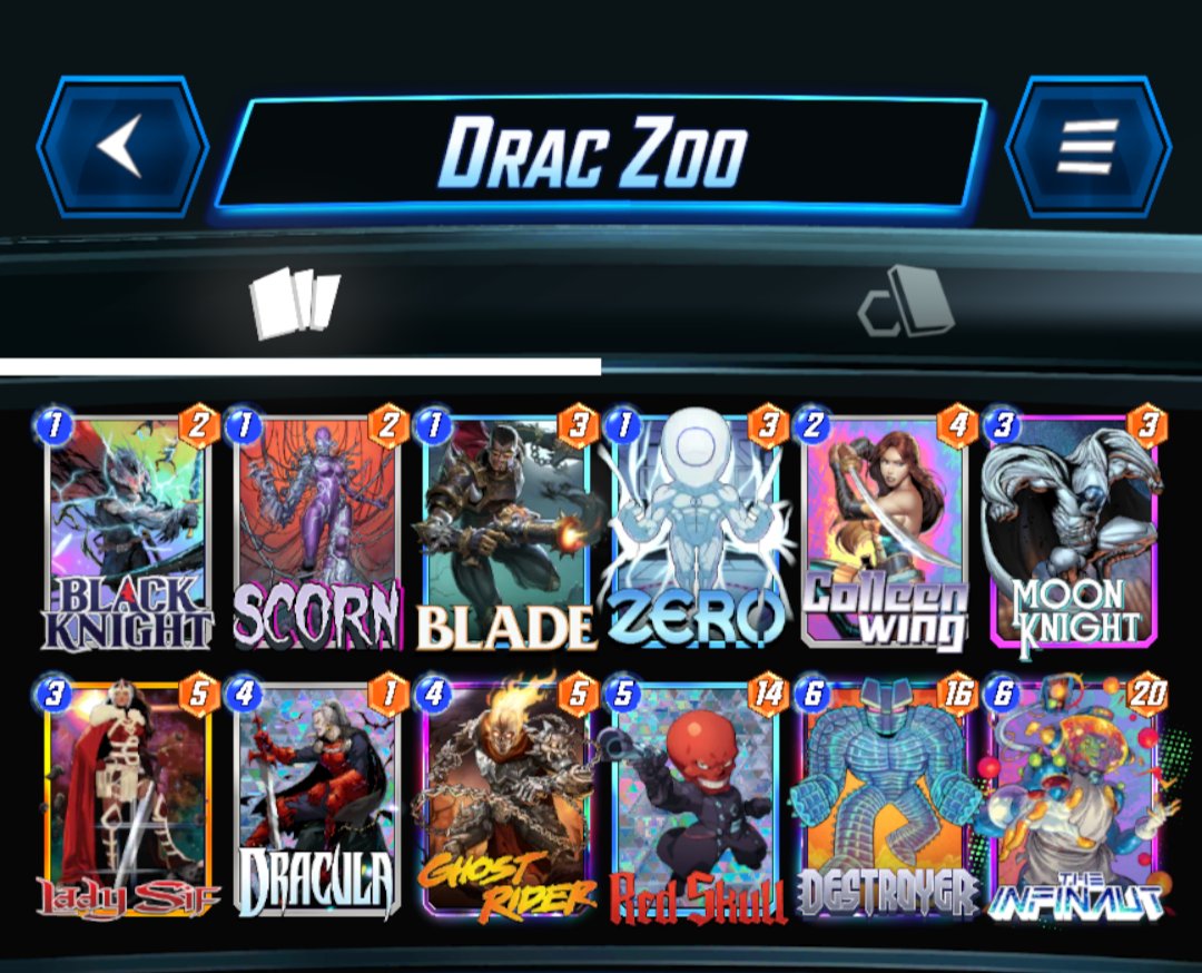 LeonDaFamilyMan's tweet photo. Went on like a 9-10 month hiatus ran sera control and Drac zoo exclusively as I'm so far behind on all the new cars (I'm CL 15Kish) . Rank 10- infinite in about a week- week 1/2 . U the game has changed quite a bit since I last played.  @MARVELSNAP @snapjudgecast @SnapDecks https://t.co/qyM0mNLc1m