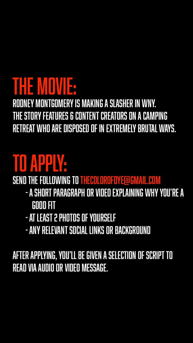 andbautis's tweet photo. 🚨🚨PAID casting call for leading role in independent slasher film in Buffalo, NY🚨🚨 https://t.co/FFcviLsODT