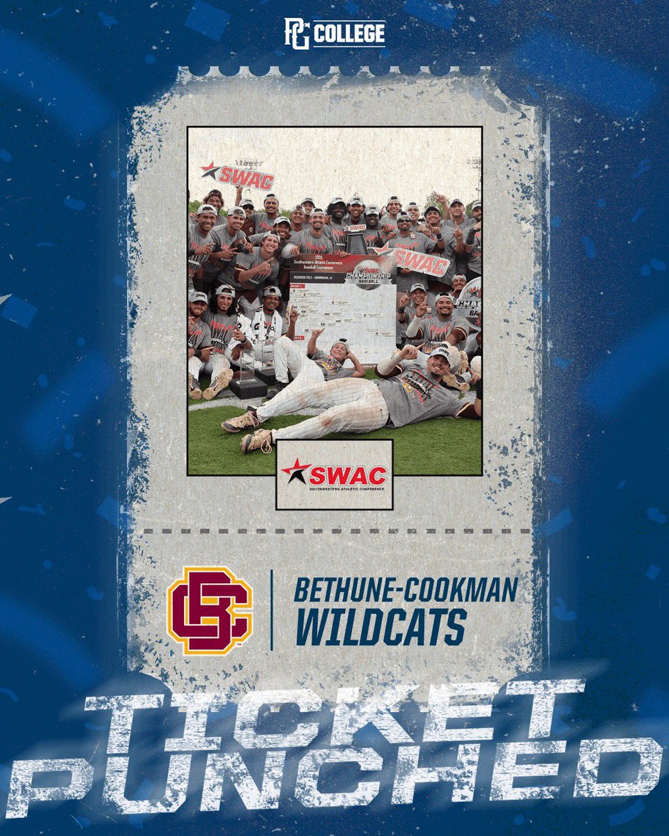 PG College Baseball (@pgcollegeball) on Twitter photo .<a href="/BCUDiamondCats/">โพ๏ธBethune-Cookman Baseball</a> -> ๐ง๐๐๐๐๐ง ๐ฃ๐จ๐ก๐๐๐๐!
SWAC Tournament Champions ๐ .<a href="/BCUDiamondCats/">โพ๏ธBethune-Cookman Baseball</a> -> ๐ง๐๐๐๐๐ง ๐ฃ๐จ๐ก๐๐๐๐!
SWAC Tournament Champions ๐