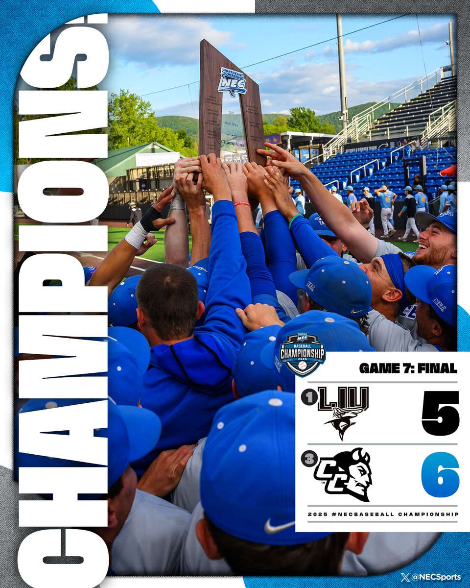 NEC Baseball (@necbaseball) on Twitter photo ๐พ๐๐ผ๐๐๐๐๐๐!โพ๏ธ๐
You've heard it 8 times before, here's a ninth for you....
<a href="/ccsubaseball/">CCSU Baseball</a> are #NECBaseball champions!๐ต๐๐
#NECchamps ๐พ๐๐ผ๐๐๐๐๐๐!โพ๏ธ๐
You've heard it 8 times before, here's a ninth for you....
<a href="/ccsubaseball/">CCSU Baseball</a> are #NECBaseball champions!๐ต๐๐
#NECchamps