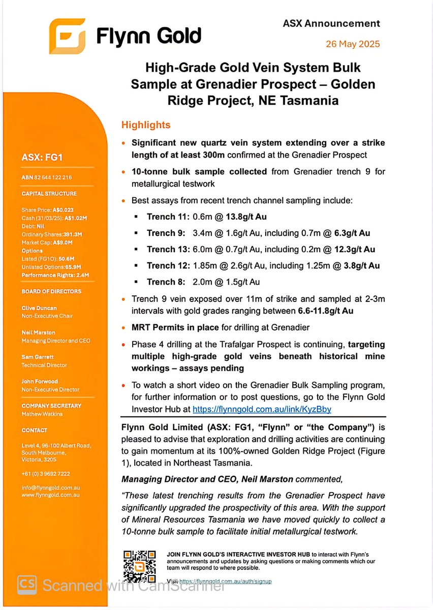SalvadorMaurice's tweet image. $FG1 #FG1

High-Grade #Gold Vein System Bulk
Sample at Grenadier Prospect - Golden
Ridge Project, NE Tasmania

Significant new quartz vein system extending over a strike length of at least 300m confirmed at the Grenadier Prospect