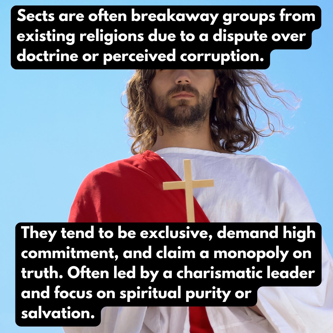 thesociologyguy's tweet photo. What is the difference between cults and sects? For those studying #socbis, this is an overview of how to distinguish between the two. #sociology #alevelsociology #aqaalevelsociology 1/3 https://t.co/xM4PuhaRwl