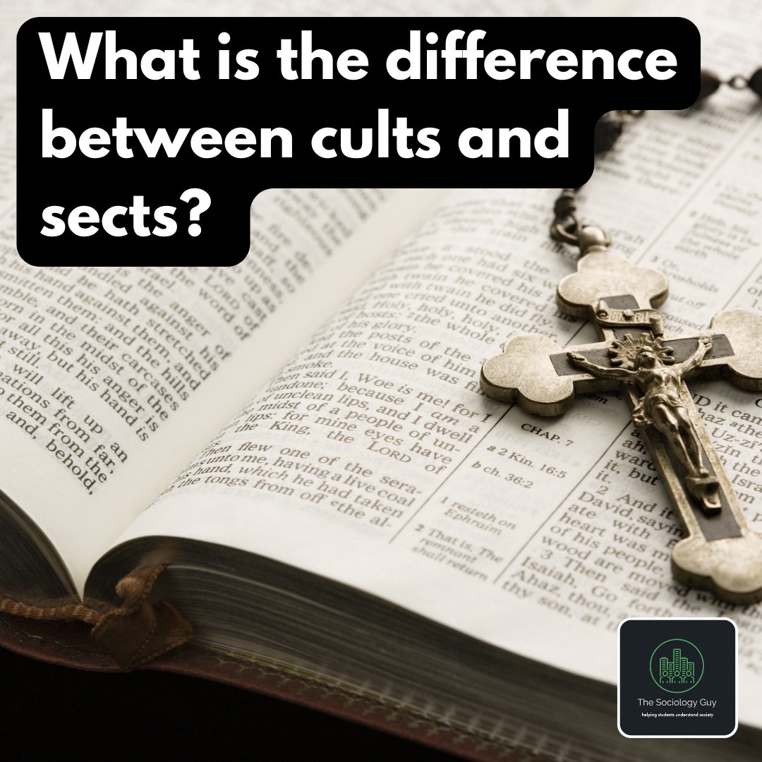 thesociologyguy's tweet photo. What is the difference between cults and sects? For those studying #socbis, this is an overview of how to distinguish between the two. #sociology #alevelsociology #aqaalevelsociology 1/3 https://t.co/xM4PuhaRwl