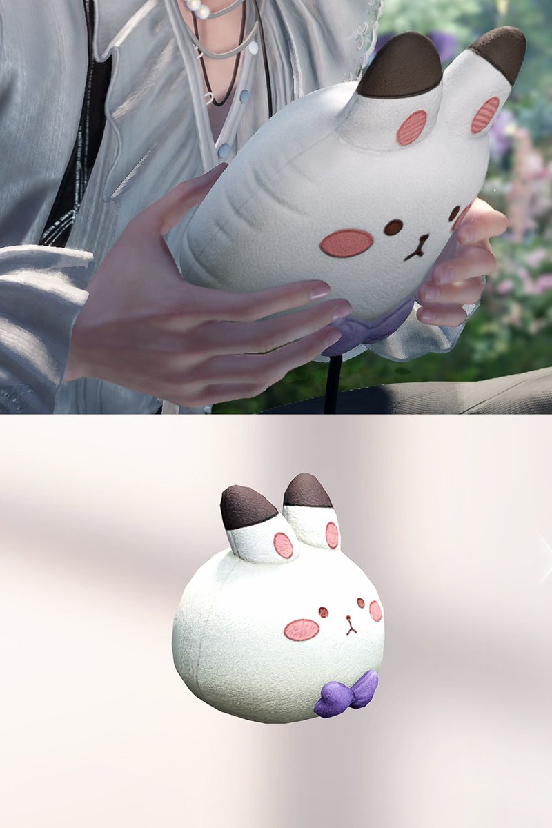 cearavs's tweet photo. [LADS] Bunbun is supposed to be a round plushie but in Inforescence Imprints it's flat;
At first I thought It's just a different type of Bunbun, but apparently Xavier unknowingly threw it into the washing machine &amp; it turned into bunny pie, that's why it's flat now 😭 https://t.co/MdKD8GvlZI