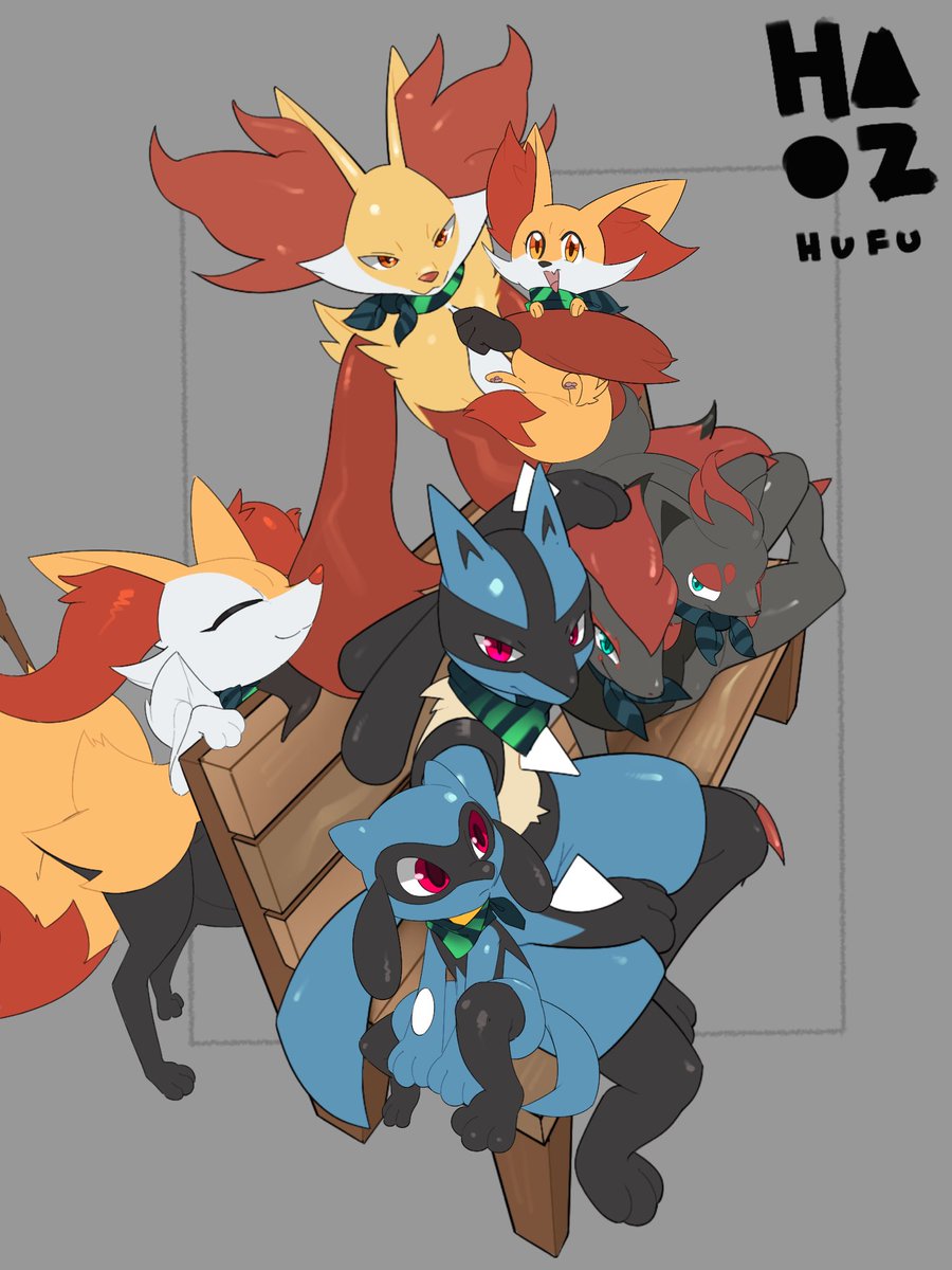 A family reunion for <a href="/Ziolukin/">Ziolukin🟥🟨🟦</a> 
#furry #pokemon #riolu #zorua