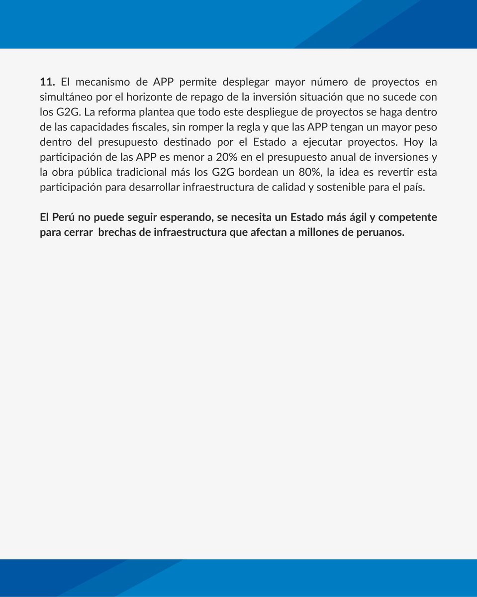 Una vez más, el Consejo Fiscal se equivoca. Criticar la reforma del sistema de APP sin sustento técnico demuestra un preocupante desconocimiento. La reforma no debilita al MEF, lo moderniza. No es un riesgo, es una oportunidad para un Estado más ágil y eficiente. #APP #Inversión