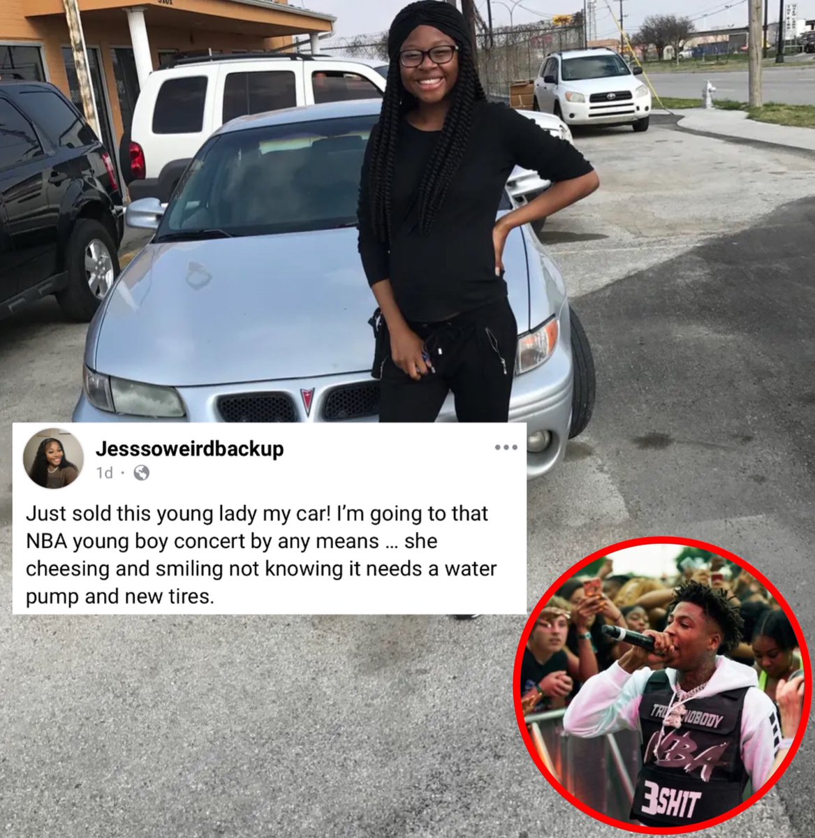 mymixtapez's tweet image. Woman sells her car to buy NBA YoungBoy tour tickets. 😳