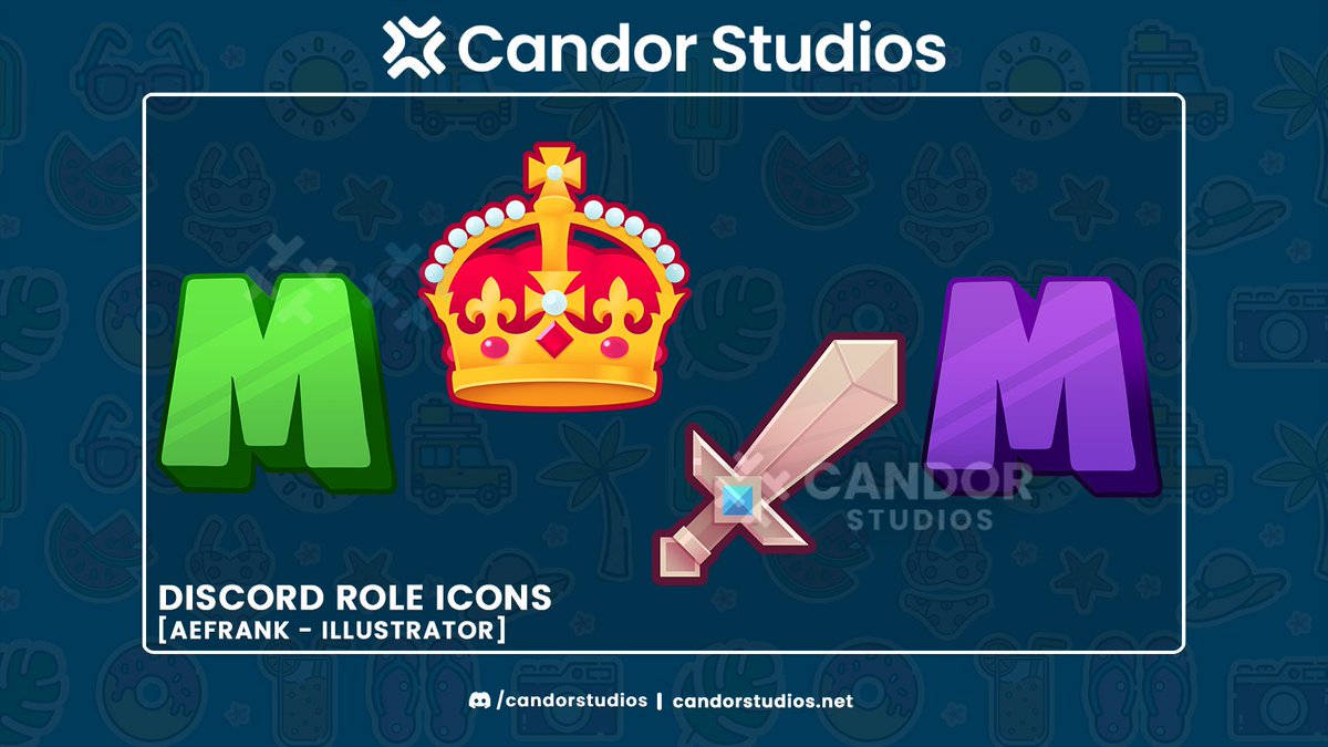Check out these Discord Role Icons created by AEFrank.

Need a professional designer, developer, or setup specialist? Join discord.gg/candorstudios now!

#illustration #graphicdesign #freelance