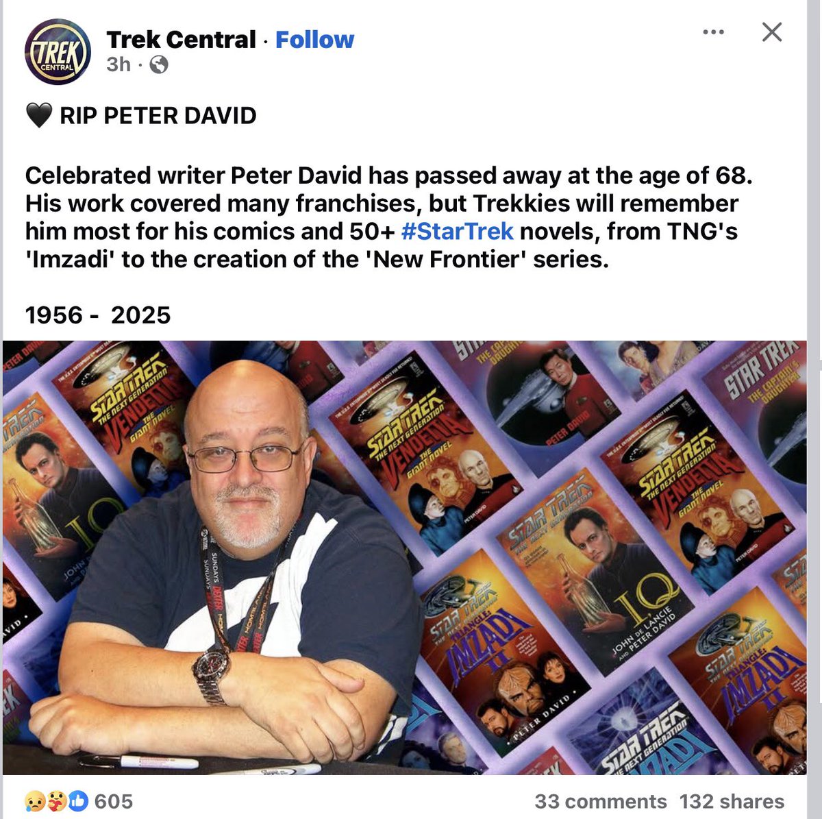 A very prolific writer, I’ve enjoyed many of his books.
#AllStarTrek #PeterDavid