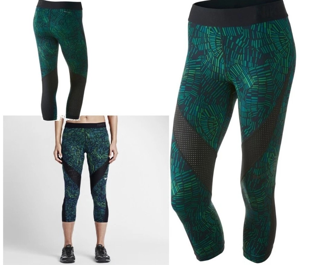 goldhawkickz13's tweet image. $Nike Pro #Hypercool Tidal Multi Women's #Training Capris #tights 725473-455 green