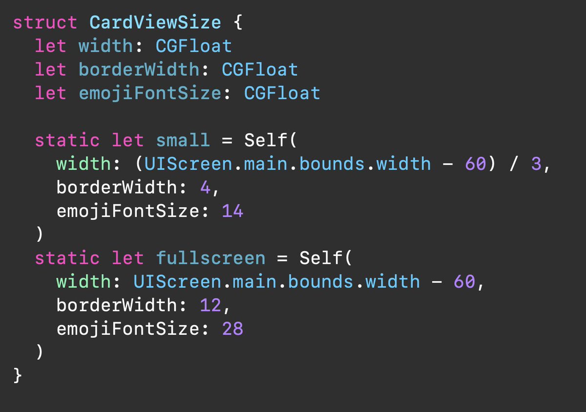 <a href="/jacobtechtavern/">Jacob Bartlett</a> It's worth considering the alternative below. An enum with no associated values and lots of computed properties of repeated switches is ripe for being turned into a struct with static properties. 

If no one else needs to switch on your enum, it may not need to be an enum.