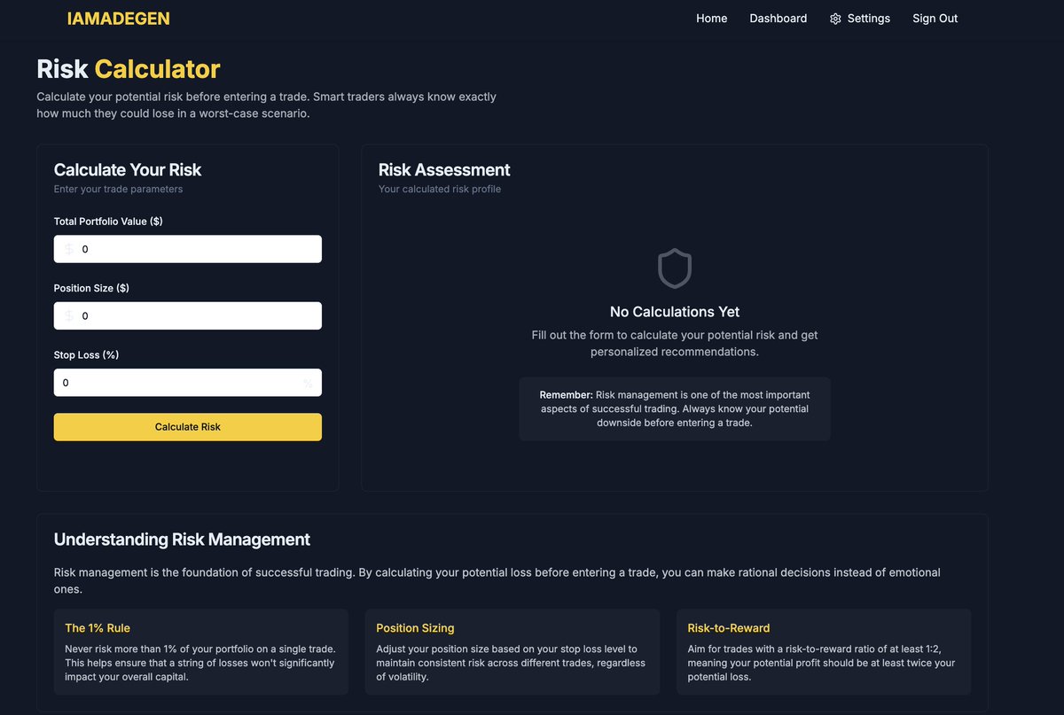 Degen math usually goes like:
“If it goes up, I’m rich.”

Risk Calculator math:
“If it goes down, you’re broke. Here’s how broke.”

Brutal. Effective. Necessary.

Use it before your wallet writes another apology. 🙃