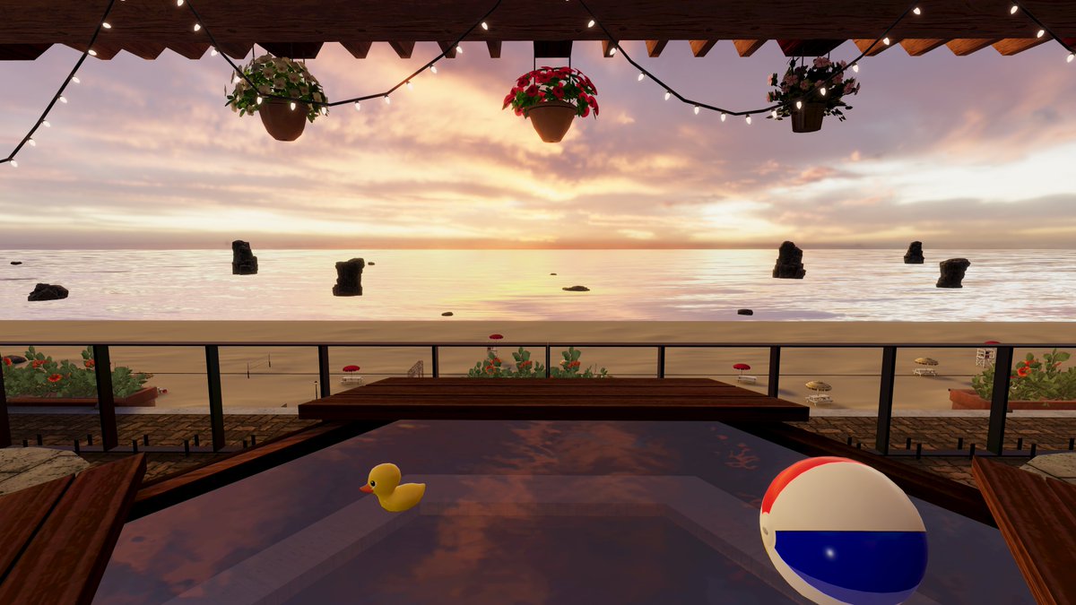 BrickBalloonCG's tweet photo. Relax and unwind at sunset from the penthouse patio apartment․ Enjoy calm sunset lighting‚ a large balcony with a hot tub and beautiful beach views․ Sunset Beach Apartment ｜ Balloon Resorts by BrickBalloon #VRChat #MadeWithVRChat #sunset
https://t.co/eyFfwSCm0o https://t.co/uOQGtu2rdn