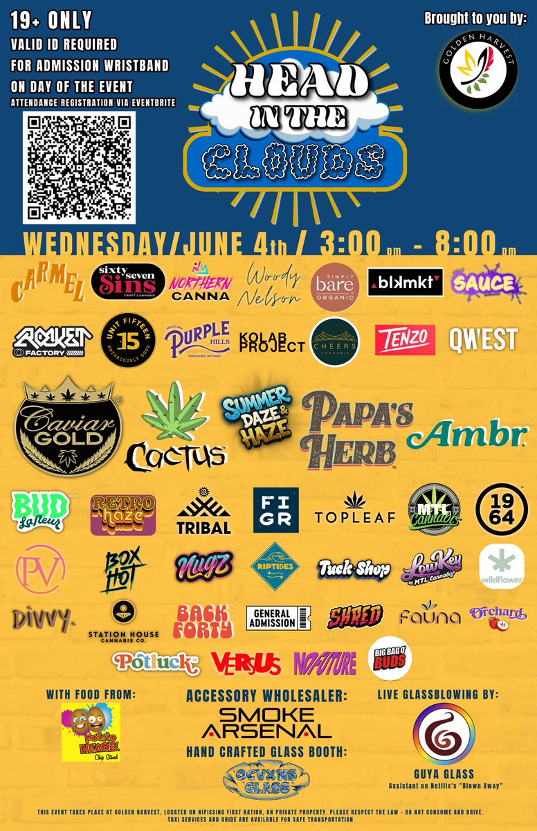 Ontario Cannabis friends,
I’m still on here and would like to promote this once.

I’m very thankful for this event has become - if you wanna come see what it’s all about get your tickets here 

eventbrite.com/e/head-in-the-…