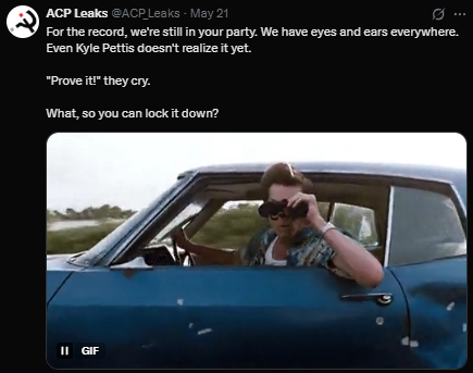 SaltTheEarth3's tweet image. The idea of an infiltrator joining the ACP only to be asked to read and do actual work is really funny to me.