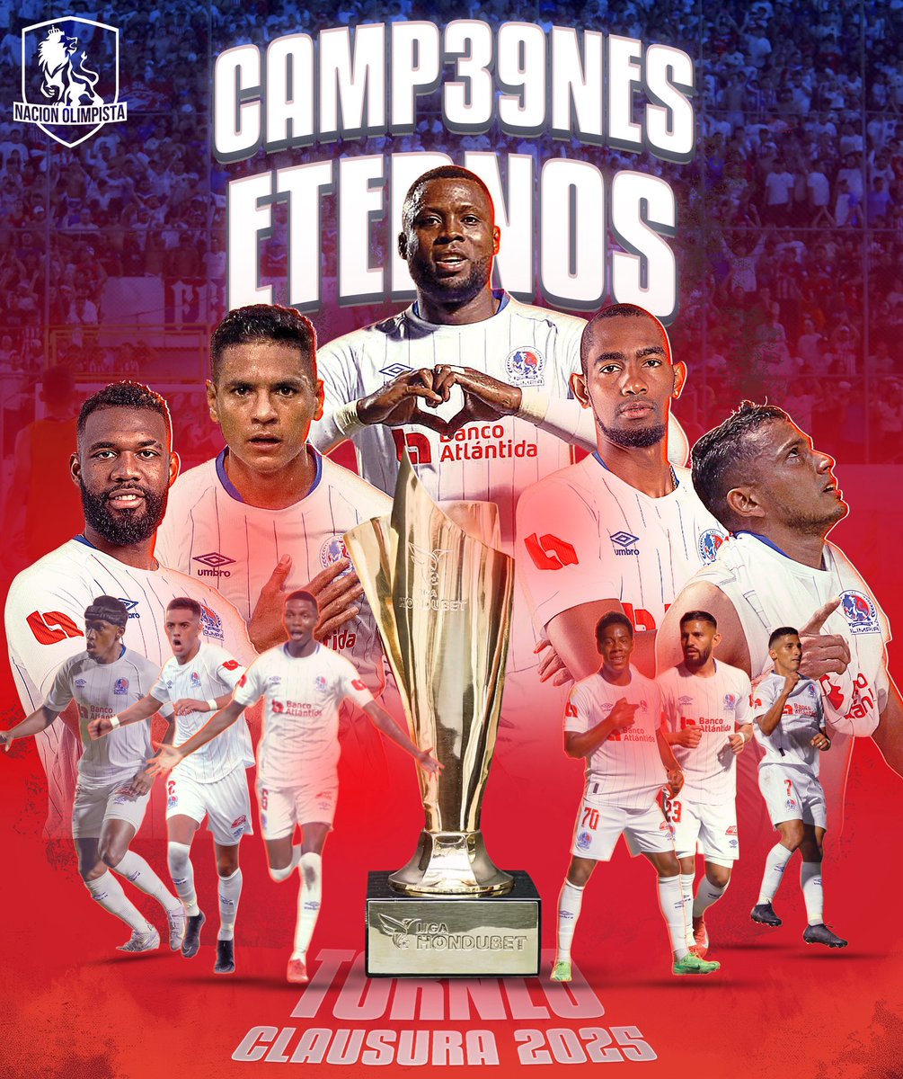 ¡SOMOS CAMPEONES, 39 VECES CAMPEÓN! 

Primer título de Eduardo Espinel como director técnico de Olimpia, Jerry Bengtson alcanzó la suma de 201 goles en Liga Nacional. Campeón de las vueltas regulares. Simplemente el mejor equipo en la historia del fútbol nacional. 

🇱🇺🇱🇺 𝐂𝐋𝐔𝐁
