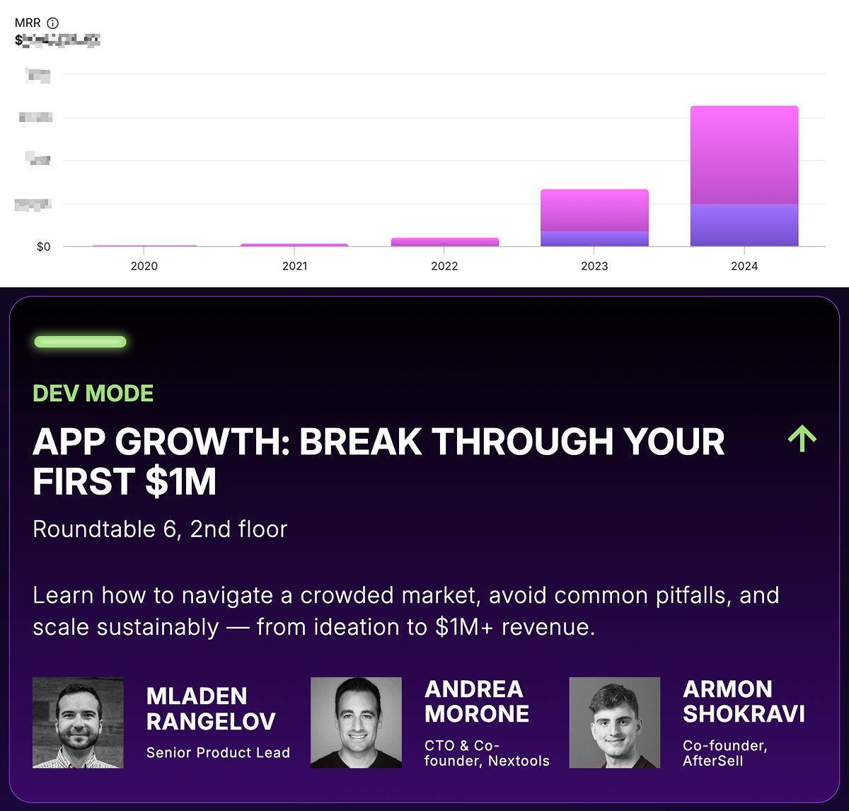 Armon_Sho's tweet image. From 0 to $1M+ ARR on the Shopify App Store.

What works? What doesn&apos;t?

If you&apos;re in Toronto for Editions,

I’m co-hosting a roundtable with @Shopify&apos;s Mladen and @andrea__morone to break it all down.

Come by!