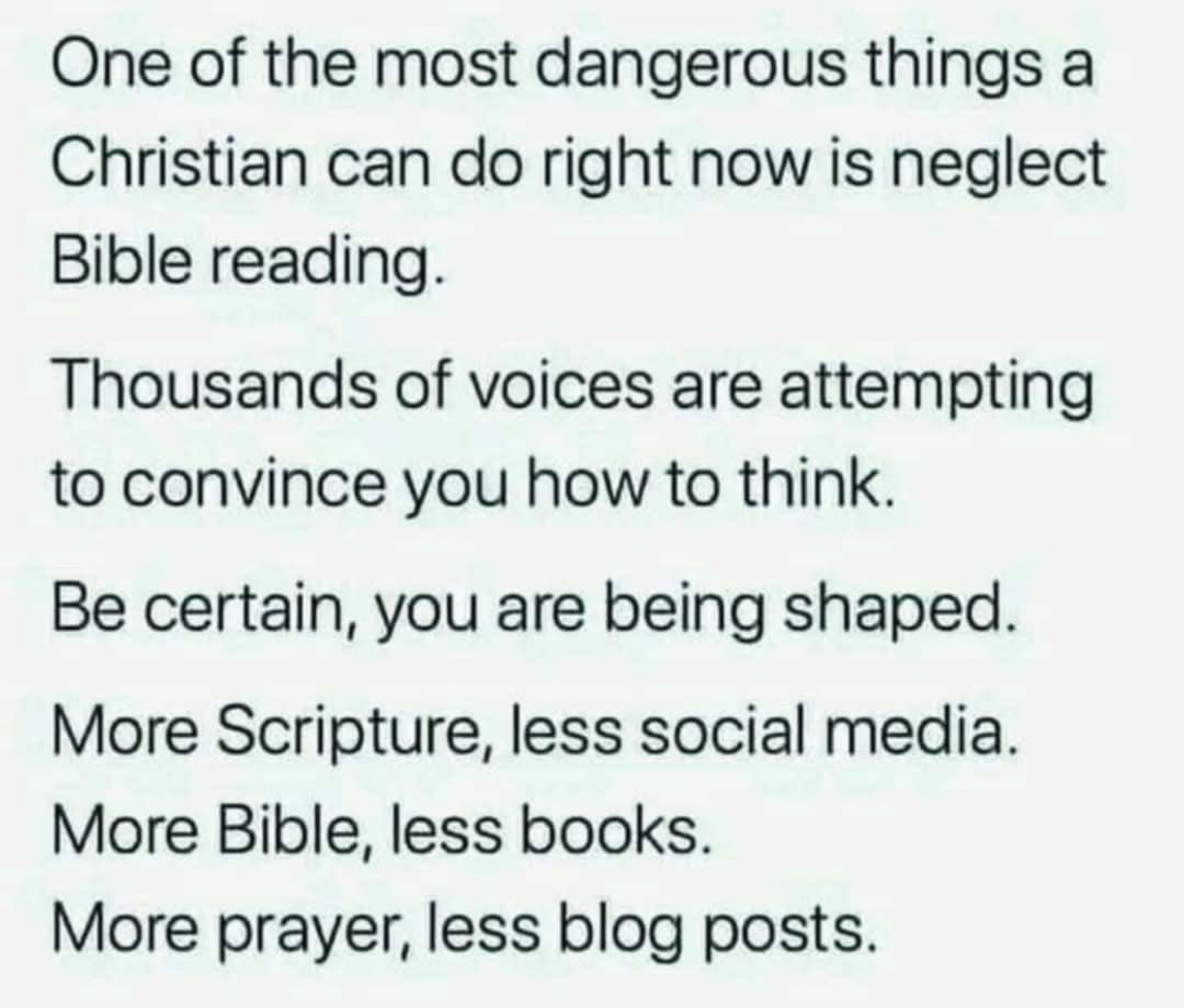 Please, give the Lord time each day

Read the scriptures (even if it’s just a chapter or two)

Eat of the manna from heaven daily