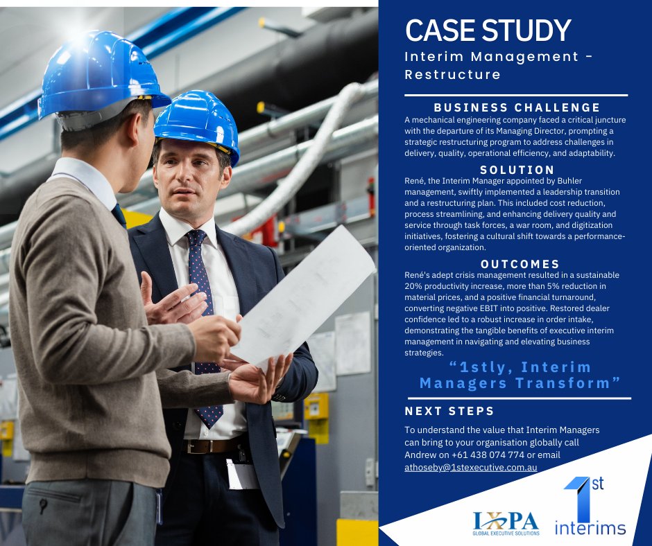1stExecutive's tweet image. When the MD of a €47M engineering firm exited, expert #InterimManagement delivered stability, structure, and results in 10 months. Quality, productivity, and culture all turned around. Full case study: hubs.li/Q03fGSlc0 #BusinessRestructure #LeadershipDevelopment