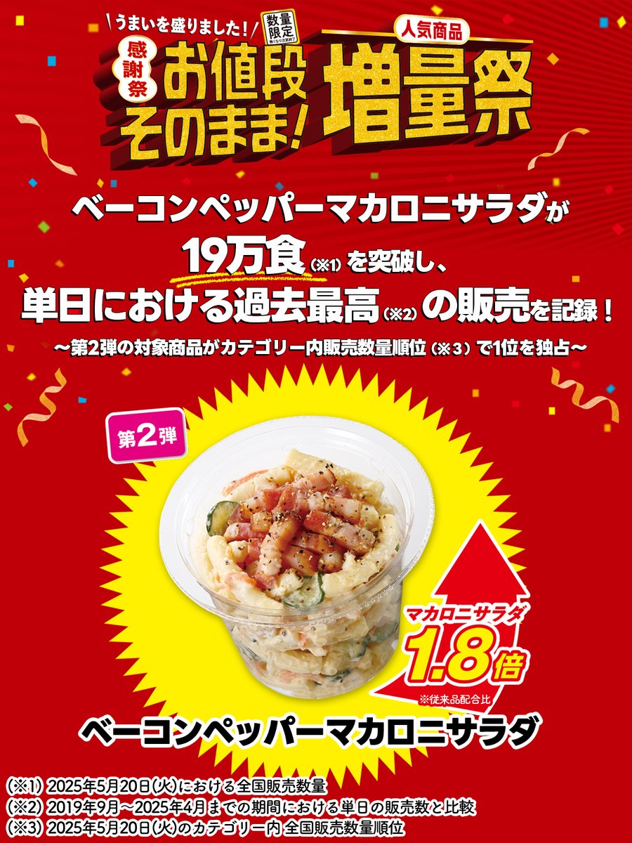セブンでお値段そのまま人気商品増量祭 ／ ㊗️『ベーコンペッパー