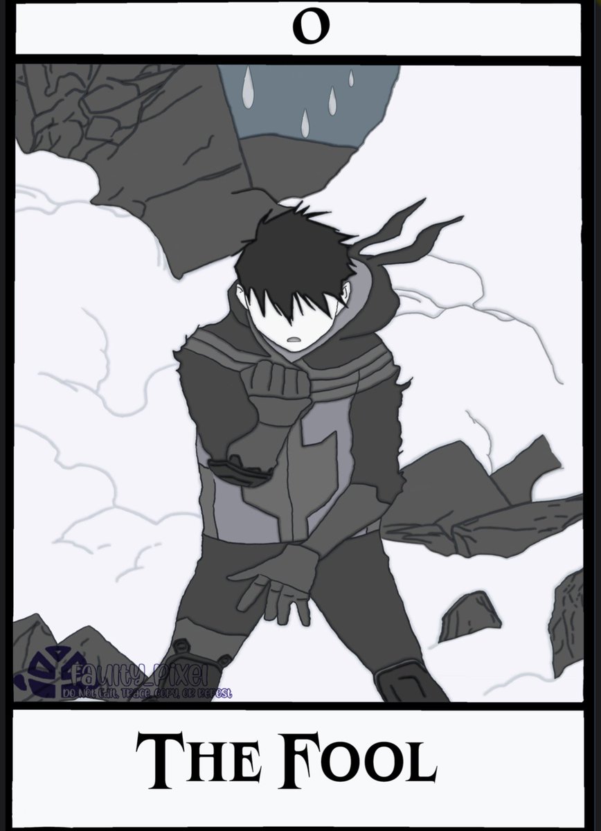 Faulty_Pixel's tweet photo. Now that it’s been a few days; I can finally independently share the art I did for @KoichiZine! 

The Fool represents new beginnings, having faith in the future, being inexperienced, not knowing what to expect, having beginner's luck, improvisation and believing in the universe. https://t.co/09bhipuxtD