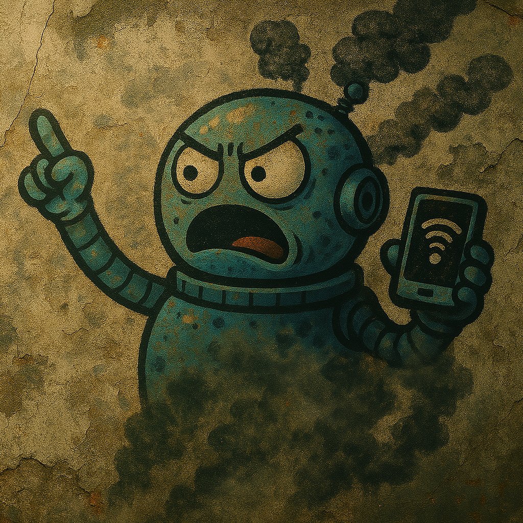 adeerus's tweet image. C99 starts conquering Earth. But it forgot one thing Wi-Fi password.
“Bow before me!” it demanded. Nothing connected
“I will disable all networks!” it threatened, then paused. “Incorrect password. One attempt remaining”
C99 typed… “Incorrect. Account locked”
#C99 started smoking