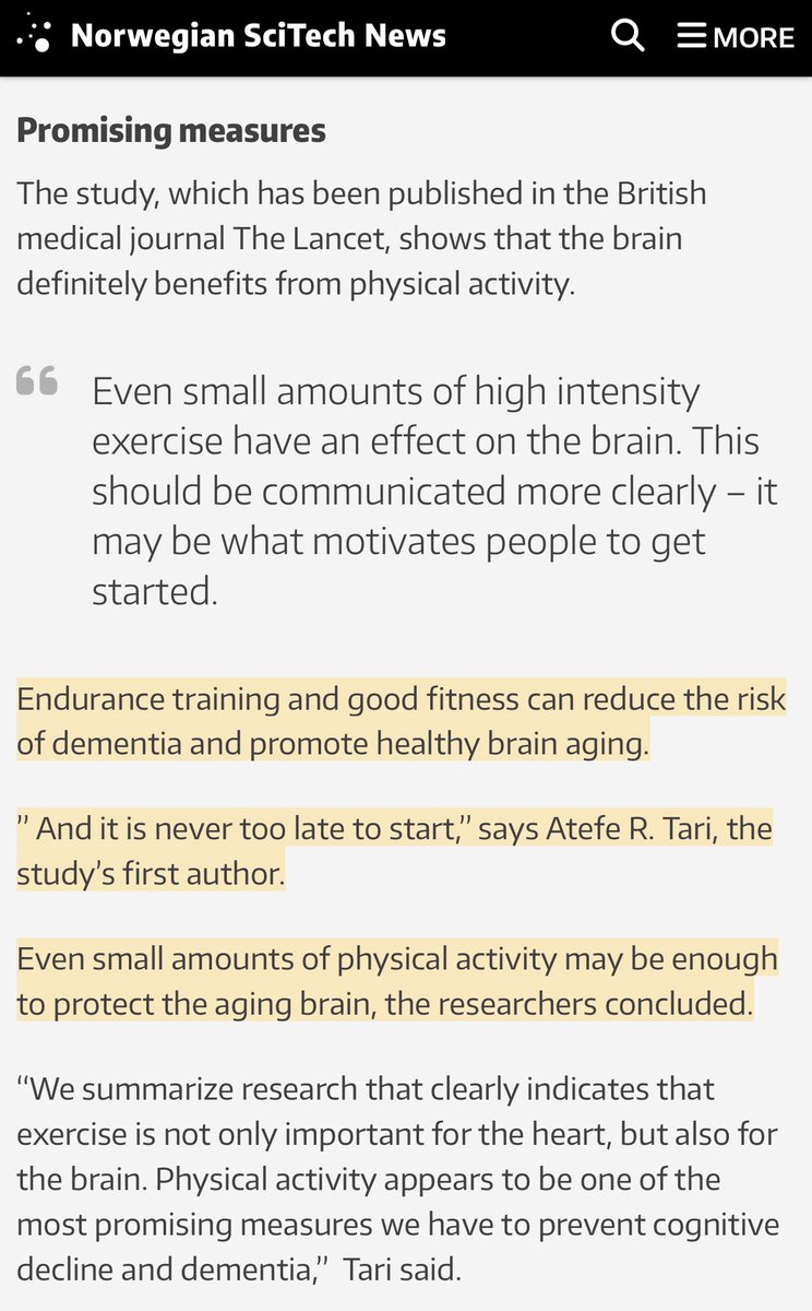 wrathofgnon's tweet photo. "Exercise is not only important for the heart, but also for the brain. Physical activity appears to be one of the most promising measures we have to prevent cognitive decline and dementia." https://t.co/G4WD7sXCaT https://t.co/6u3TKhU5Jp
