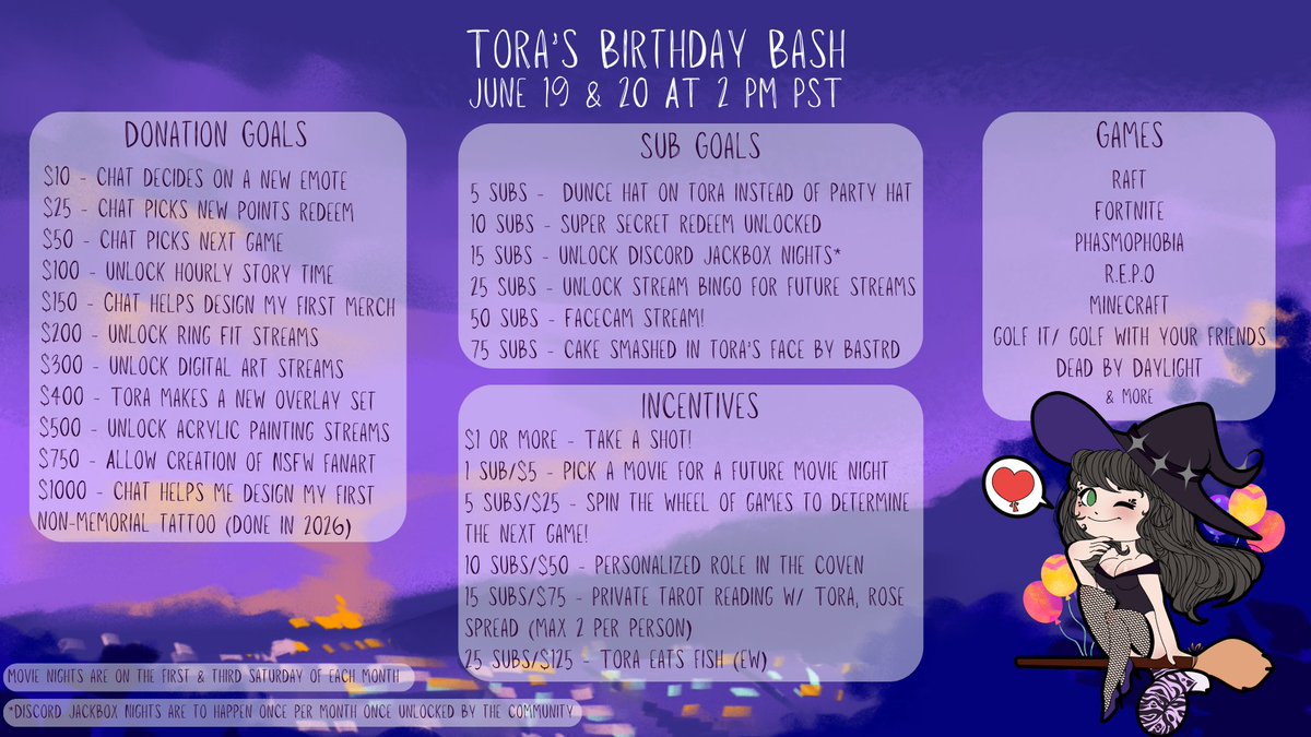 Guess who's getting ready for her birthday! That's right, it's me, your favorite resident witch! Come join me for my birthday bash on June 19th &amp; 20th, 2025 at 2PM PST and enjoy the celebration!~ #twitchaffiliate #VtuberEN #Vtubers #birthdayparty #twitch #twitchgaming