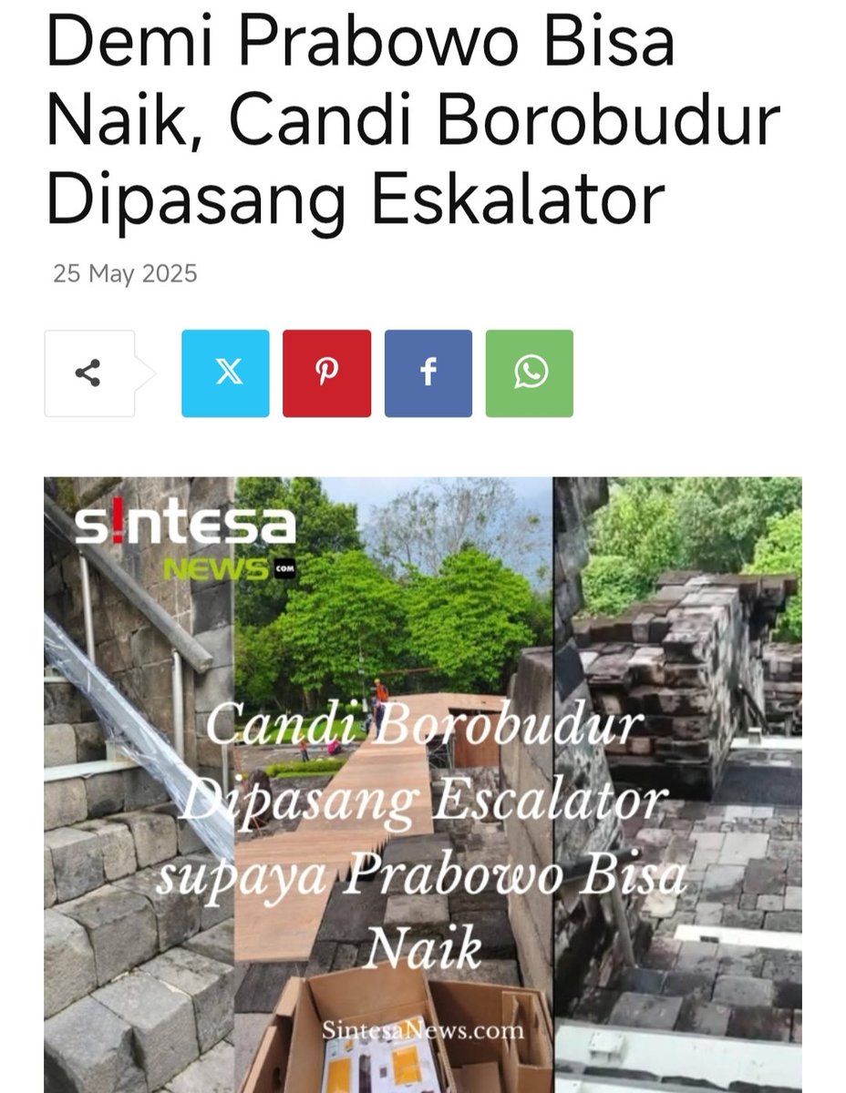 dawgfromdahood's tweet photo. Presiden Prabowo gak kuat nanjak tapi pengen naik Borobudur, akhirnya Borobudur dipasangi eskalator, demi bisa menyambut presiden France, Emanual Macron. Bisanya cuma nyusahin dan ngerusak doang, anggarannya gede. https://t.co/oIzVaBNuYx