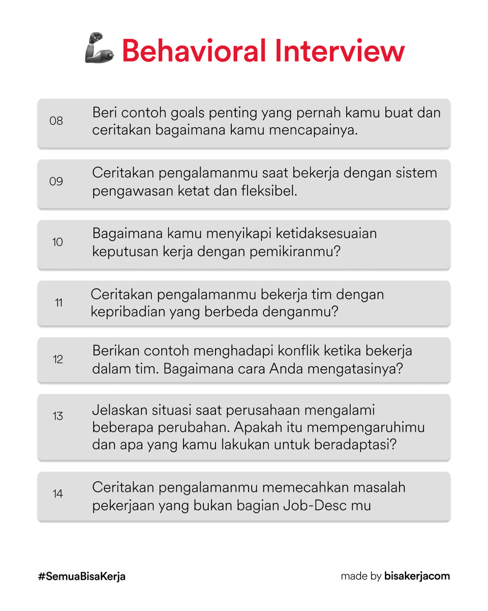 bisakerja_id's tweet photo. Ini gue recap beberapa pertanyaan Interview yang paling sering keluar https://t.co/MTxuOhK6J8