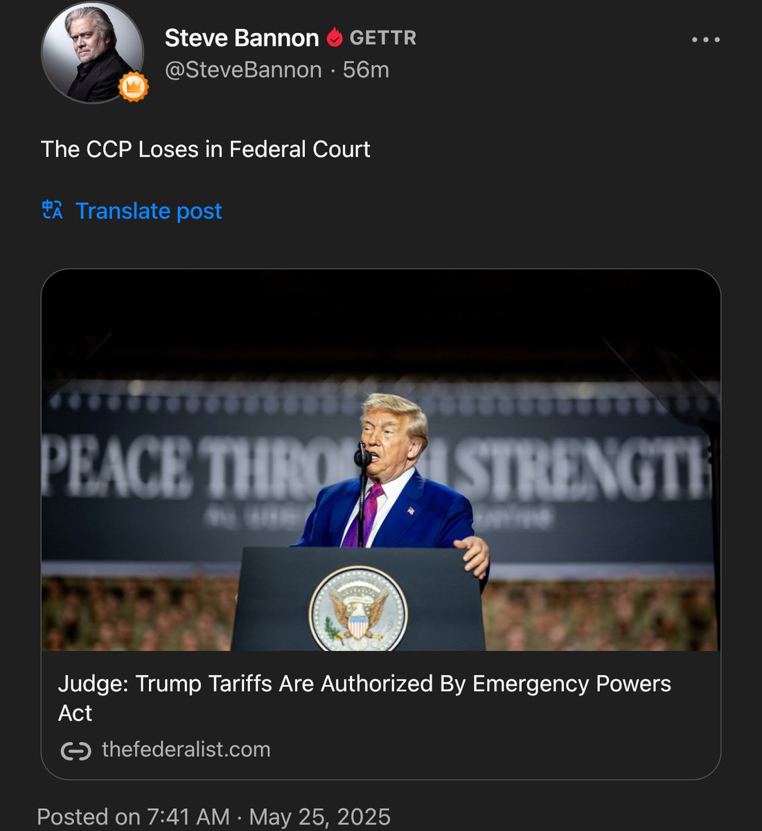 🚨最新消息：#中共 在联邦法院 #败诉
👉 阻止中共国的芬太尼流入美国

1️⃣法官称💬#关税 是根据《#紧急权力法》授权的，#川普胜诉 🧑‍⚖️

2️⃣来自 #中共国的芬太尼 💊
🔴此案的起因是川普为阻止 #毒品 流入美国而做出的努力。