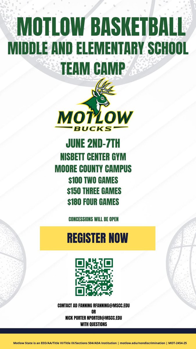 Don’t miss out on <a href="/MotlowStMBB/">Motlow State Men’s Basketball</a> Camp dates!