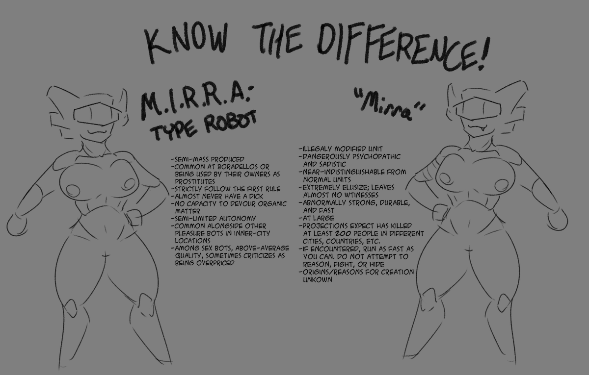While I'm at it, have another tidbit of mirra lore
Fun fact: Mirra is only one of many!

She's very grateful for her "sisters" for giving excellent covers and getaway opportunities, and for not stealing any of her meals lol