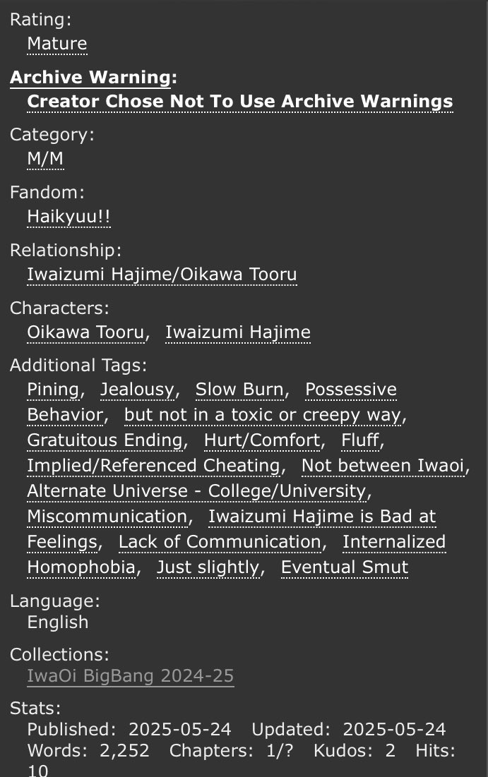 'Here the Whole Time'

(Read the tags pls)

Thank you to <a href="/MeowMonster97/">MeowMonster/Megan💚</a> for their amazing art! Check out their accout to see the whole image <3 And lots of love to <a href="/iwaoibb/">IwaOi BigBang & Bingo</a> for making this collaboration possible.

archiveofourown.org/works/65847805…