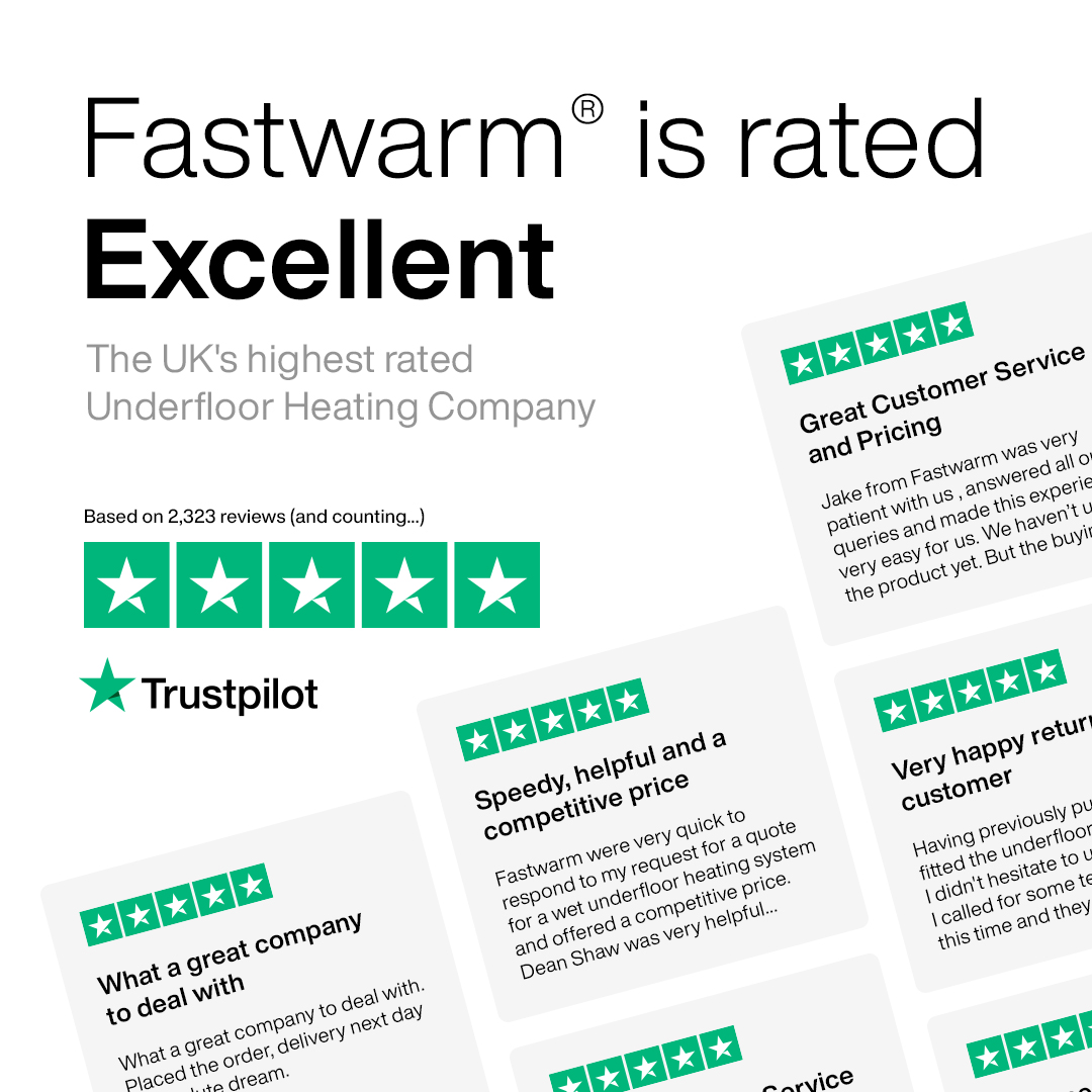 💥 Rated Excellent on Trustpilot!
Fastwarm® is proud to be the UK’s highest-rated underfloor heating company with over 2,300 glowing reviews and counting.

#Trustpilot #UnderfloorHeating #Fastwarm #CustomerSatisfaction
