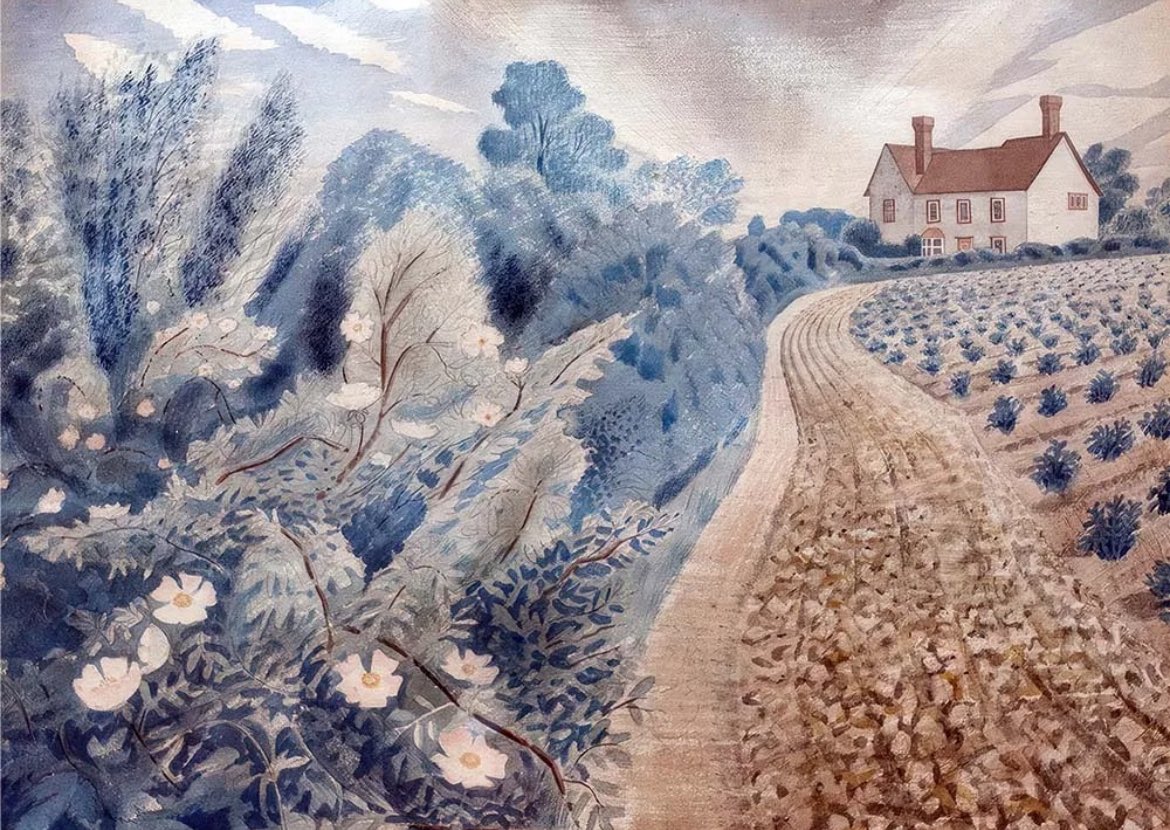 Eric Ravilious : Farmhouse Field, Shalford Essex 1941