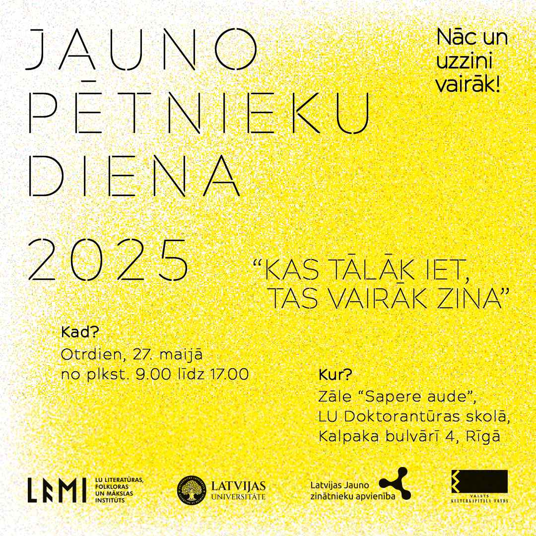 27. maijā plkst. 9.00 norisināsies konference "Jauno Pētnieku diena 2025". Ikviens interesents laipni gaidīts.
 
Ar visiem referātiem labāk iepazīties var arī nupat izdotajā tēžu krājumā. 
Pieejams:
lulfmi.lv/files/2025/JPD…