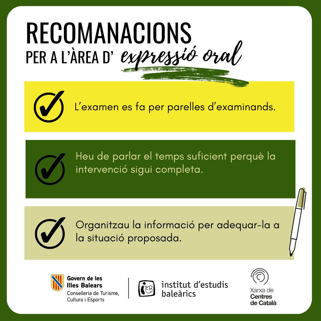✅ Aquesta setmana comencen les proves orals de llengua catalana.
👉Aquí teniu la darrera recomanació per a l'àrea d'expressió oral!
#provesdecatalà
<a href="/IEBalearics/">Institut d'Estudis Baleàrics</a>  <a href="/baulesdellengua/">Baules de Llengua</a>