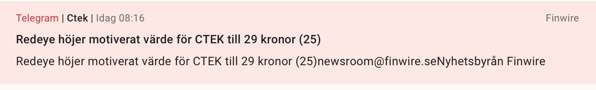 Absolut inte omöjligt. Stämmer in i kören.
Mitt största innehav utan konkurens.
#ctek $ctek