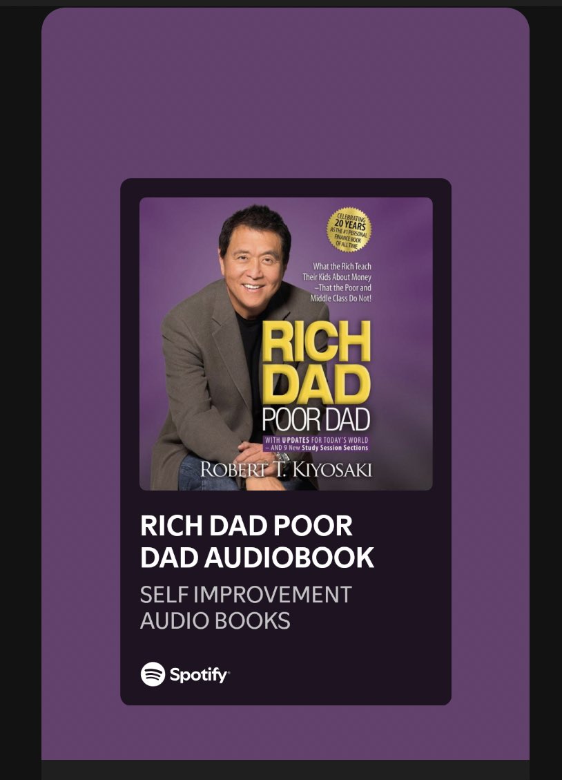 Starting my week listening to Rich Dad Poor Dad. 

What are you up to this new week? 

Good morning people!