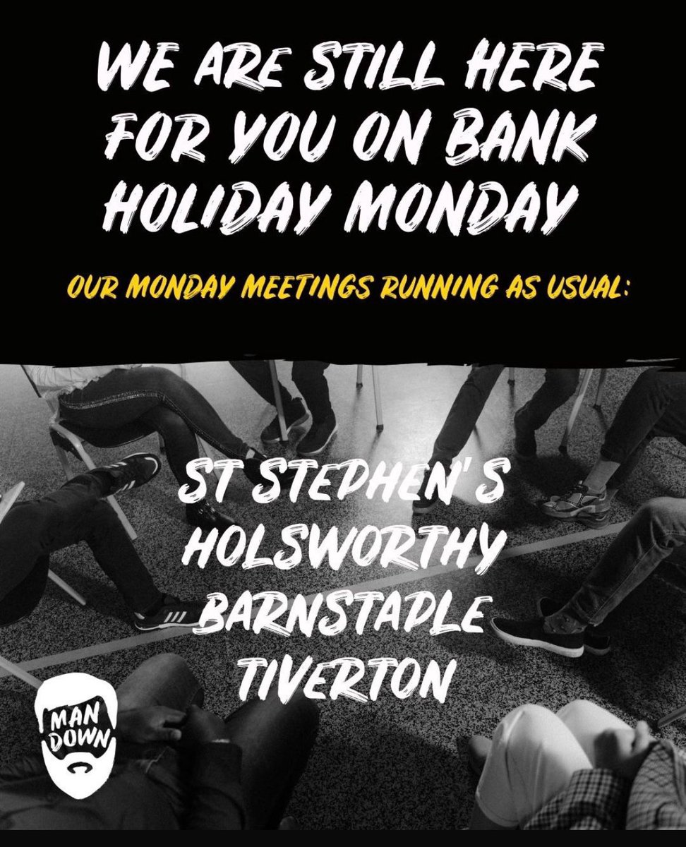 mandown_uk's tweet photo. Monday meetings still open as usual . 7-9pm
No need to book just show up
Letโs talk about it
Please share ๐๐ค
#Cornwall
#Devon
#Holsworthy
#Tiverton
#Barnstaple
#midcornwall https://t.co/8tBJQYq6Oo