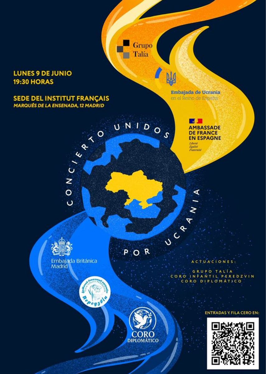 UK in Spain (@ukinspain) on Twitter photo El 9 de junio a las 19:30, te esperamos en el concierto benéfico “Unidos por Ucrania” en colaboración con <a href="/UKRinESP/">UKR Embassy in Spain</a> <a href="/france_espagne/">La France en Espagne 🇫🇷🇪🇸</a> <a href="/GrupoTalia/">Grupo Talía</a>
🎟Entradas y fila cero: eventbrite.es/e/unidos-por-u…
Todos los fondos se destinarán al proyecto de desminado en 🇺🇦 El 9 de junio a las 19:30, te esperamos en el concierto benéfico “Unidos por Ucrania” en colaboración con <a href="/UKRinESP/">UKR Embassy in Spain</a> <a href="/france_espagne/">La France en Espagne 🇫🇷🇪🇸</a> <a href="/GrupoTalia/">Grupo Talía</a>
🎟Entradas y fila cero: eventbrite.es/e/unidos-por-u…
Todos los fondos se destinarán al proyecto de desminado en 🇺🇦