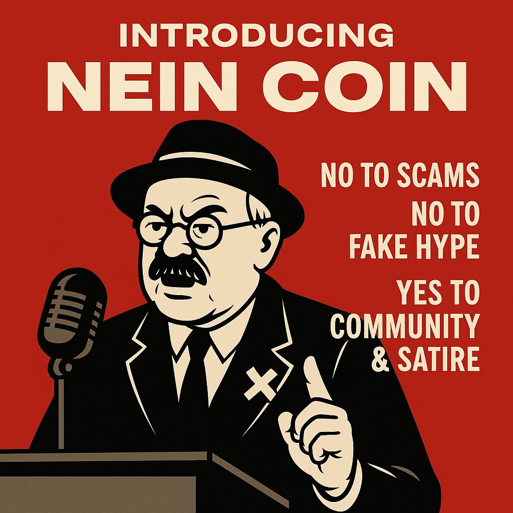 NEINCOIN's tweet photo. The President has spoken.
Say NO to scams. Say YES to satire.
Welcome to the $NEIN revolution.

Now live on PumFun:
Fp4VW4sgdg7PeVUVjPTLrBVxd651XUp9gp7SCbhvpump

#NeinCoin #SayNEIN #MemeCoin #CryptoSatire #AntiScam #PumFunLaunch #MemePresident #DEXNext https://t.co/ZoROotE5Tb