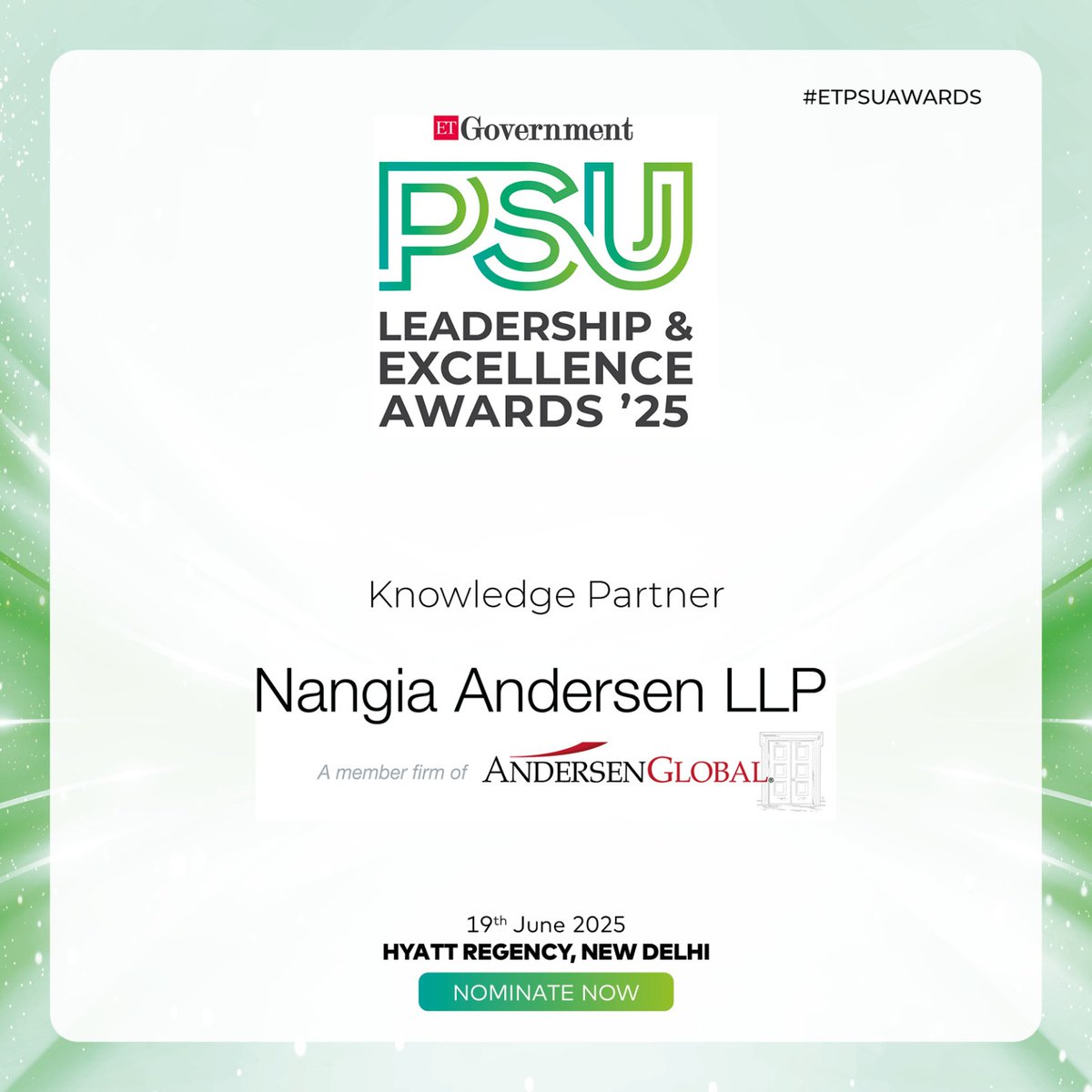 ET_Government's tweet photo. We’re proud to have Nangia Andersen LLP on board as the Knowledge Partner for the National PSU Leadership &amp; Excellence Awards 2025. 

Know More: https://t.co/bfGgGAaiSV

#ETGovernment #ETPSUAwards #PSUInnovation #PublicSector #EconomicTimes #Awards #Recognition https://t.co/k921dVUm2S