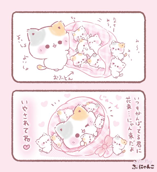 ふらんすねこ様♡ありがとうございます♡ 毎日みんなえらいからサプライズ(/｡>ω< )/💐🐾🍀.. | ぷにゃんこ
