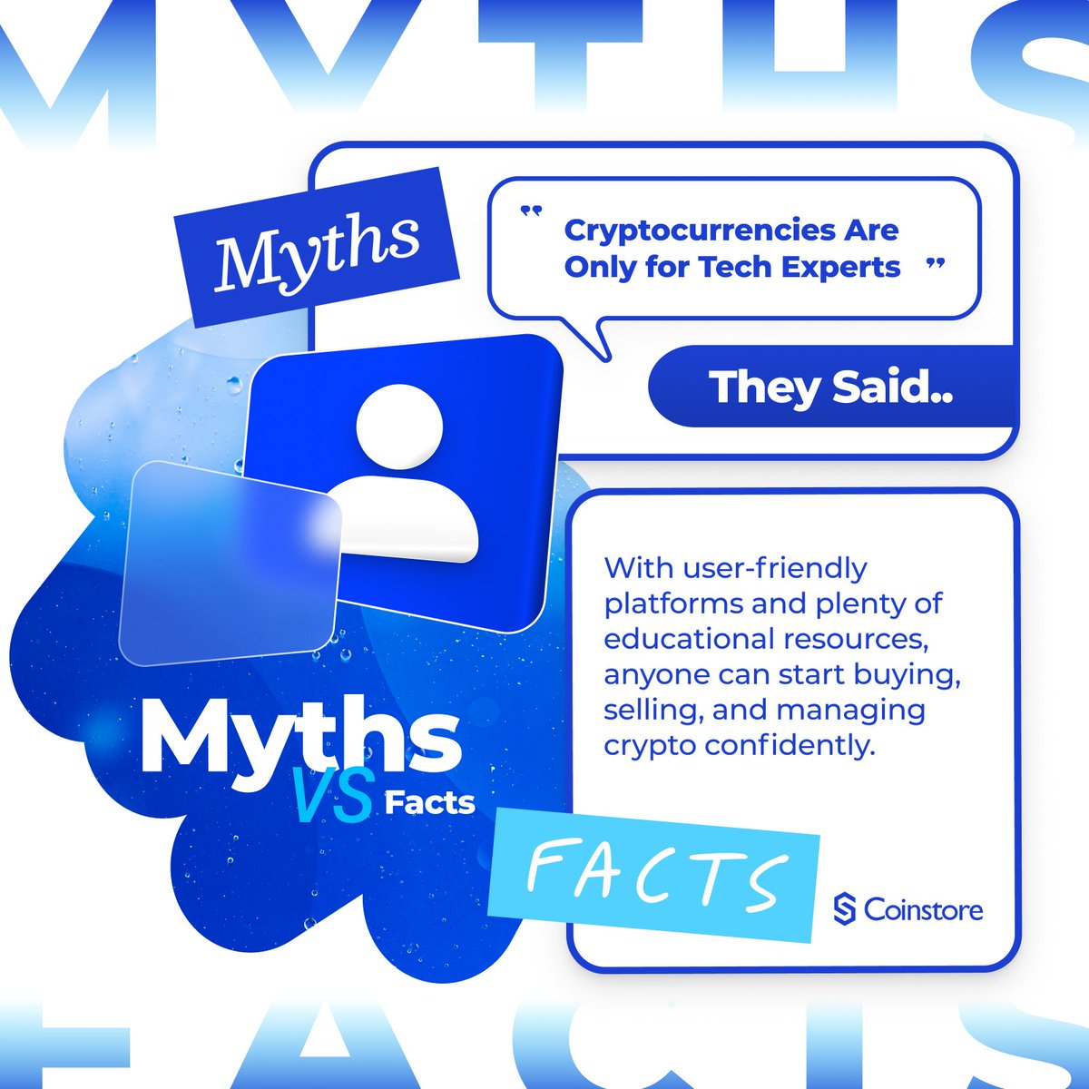 Myths 🆚 Facts: Crypto is only for tech geeks? Drop your comment at below  now. #crypto #myths #facts #coinstore