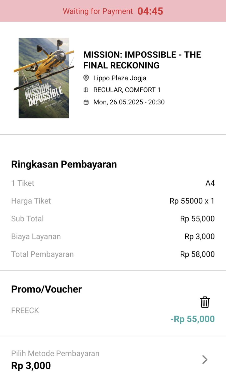 arahpergi's tweet photo. Nonton film di Cinepolis cuma 20K?? Seriusan.
Bayar tiket? GAK USAH.
Cuma bayar biaya layanan doang, tiketnya udah gua yang bayarin (pakai voucher maksudnya hehe).

Voucher 100% off tiket Cinepolis
Nonton hemat, gaya tetep keren.

Buruan ambil sebelum lo nyesel & kehabisan!
Harga voucher cukup 17k aja 🤙🤙🤙

Diskon film nonton film murah
#zonauang #diskonfilm
