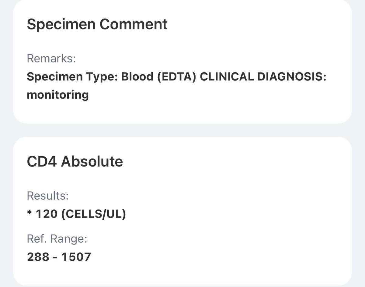 - CD4 count still at 120. Lama betul nak naik nih.. Tapi Alhamdulillah sudah undetectable viral load.