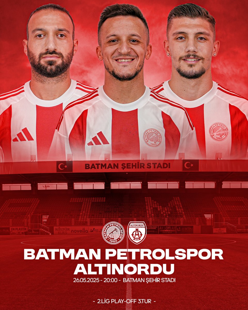 #BugünGünlerdenPETROLSPOR 💪
🆚 Altınordu
🏆 Play-Off Yarı Final 2. Maç
🗓 26 Mayıs Pazartesi
🕖 20.00
🏟️ Batman Stadı
📺 HT SPOR TV - YOUTUBE