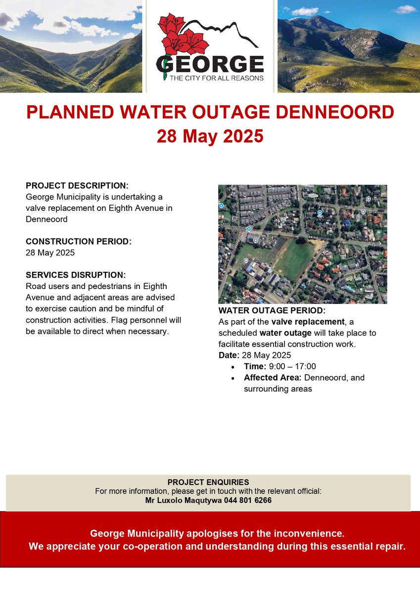 Planned Water Outage Denneoord